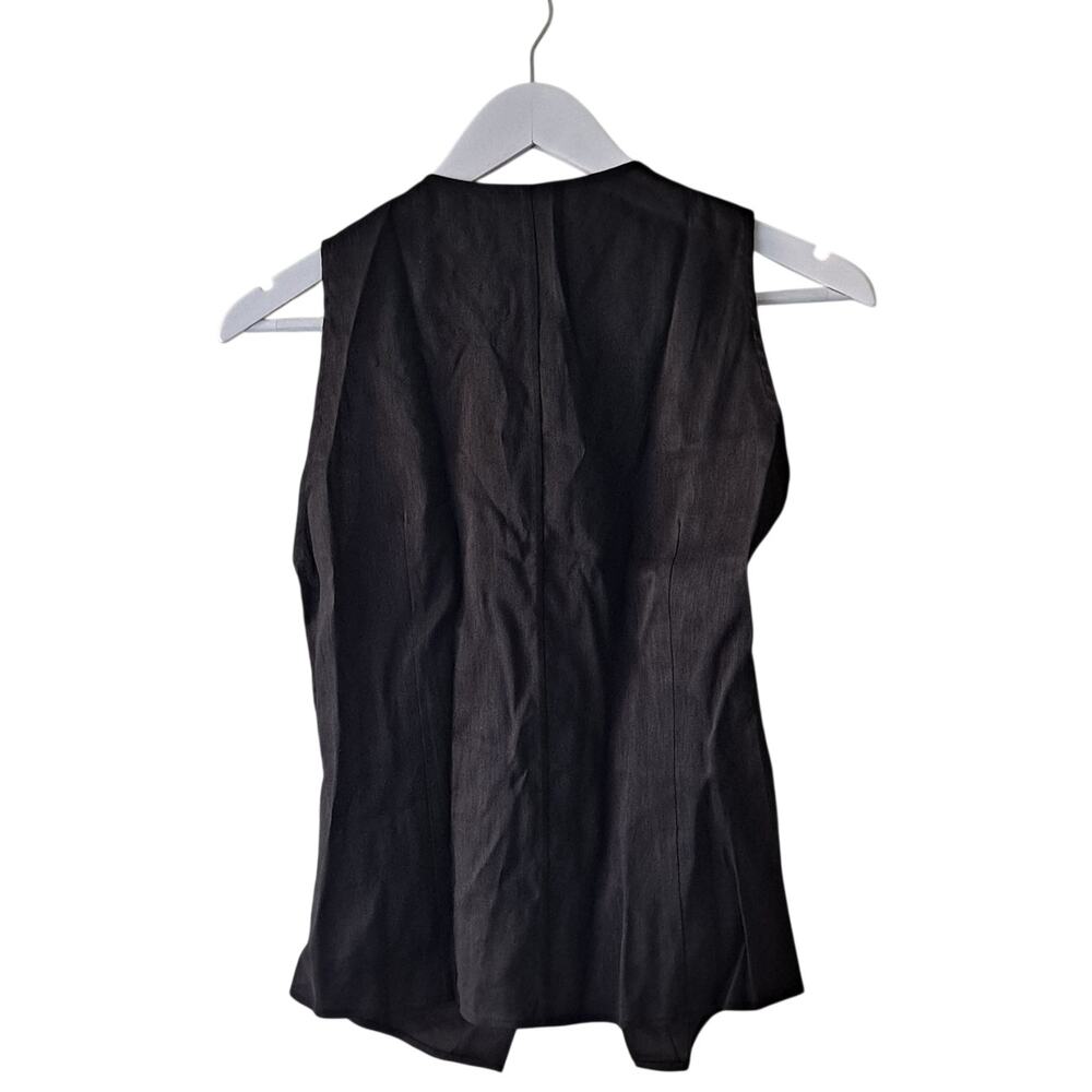 Massimo Dutti Single Breasted Waistcoat Linen Sleeveless Jacket Black Womens S - Picture 3 of 11